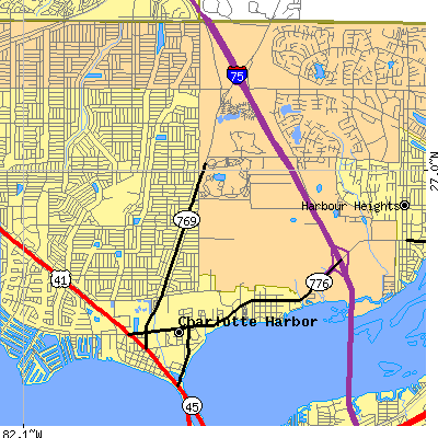 Zip code 33980 close-up map