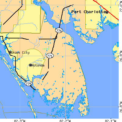 Zip code 33981 close-up map