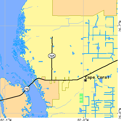 Zip code 33991 close-up map