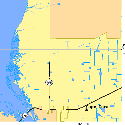 Zip code 33993 close-up map