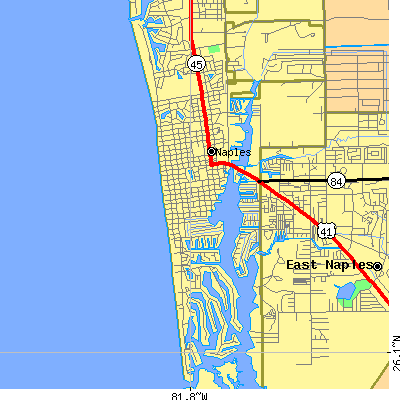 Zip code 34102 close-up map