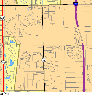 Zip code 34109 close-up map