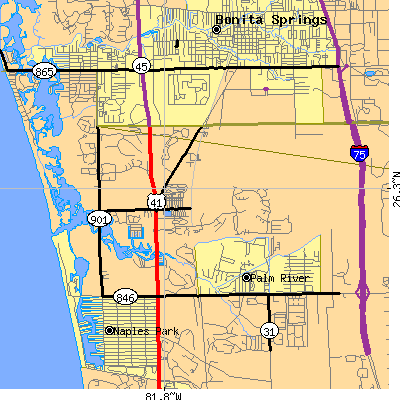Zip code 34110 close-up map