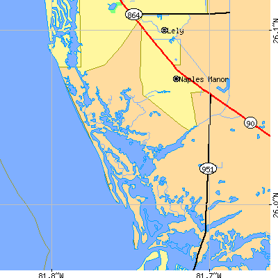 Zip code 34113 close-up map