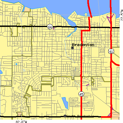 Zip code 34205 close-up map