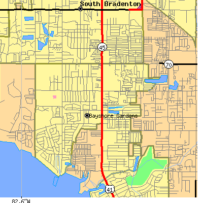 Zip code 34207 close-up map