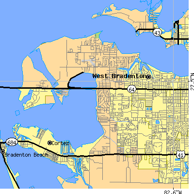 Zip code 34209 close-up map
