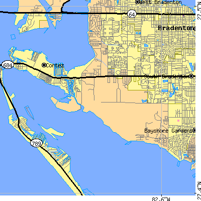 Zip code 34210 close-up map