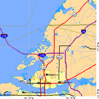 Zip code 34221 close-up map