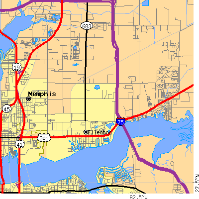 Zip code 34222 close-up map