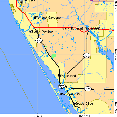 Zip code 34223 close-up map
