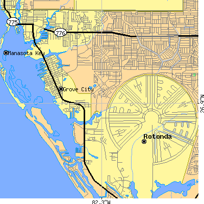 Zip code 34224 close-up map