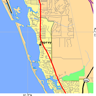 Zip code 34229 close-up map