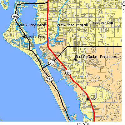 Zip code 34231 close-up map