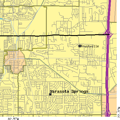 Zip code 34232 close-up map