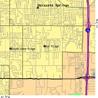 Zip code 34233 close-up map