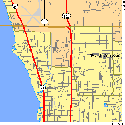 Zip code 34234 close-up map