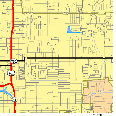 Zip code 34237 close-up map