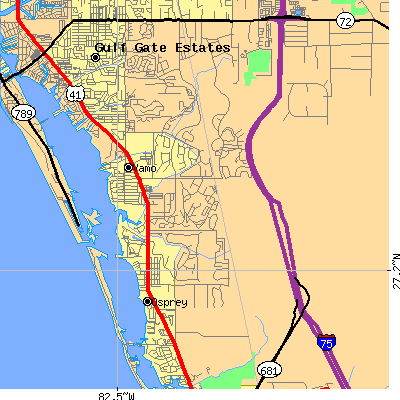 Zip code 34238 close-up map