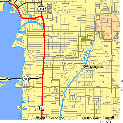 Zip code 34239 close-up map