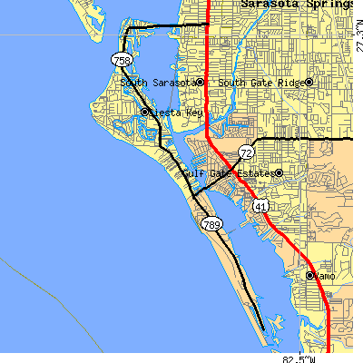 Zip code 34242 close-up map