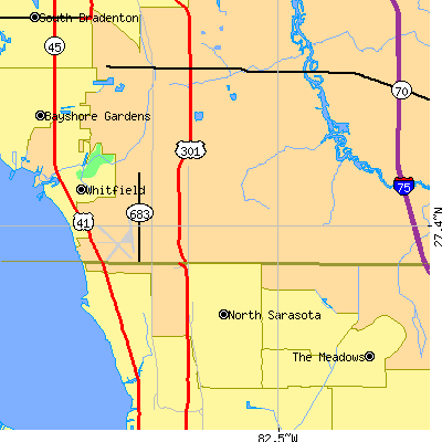 Zip code 34243 close-up map