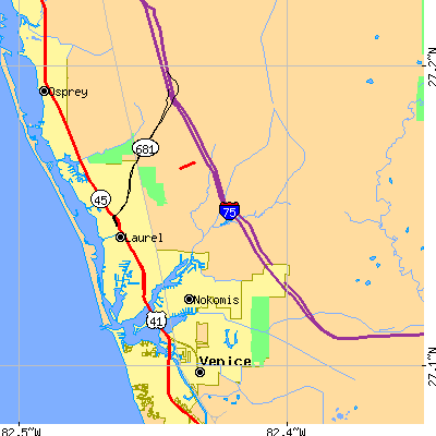 Zip code 34275 close-up map