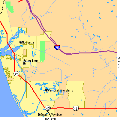 Zip code 34292 close-up map