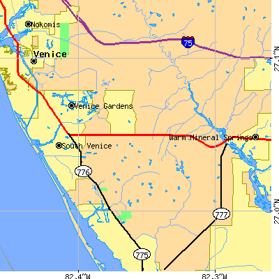 Zip code 34293 close-up map
