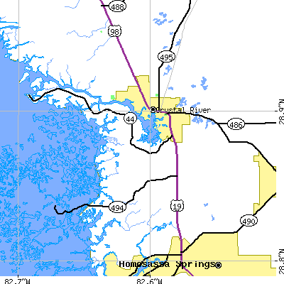 Zip code 34429 close-up map