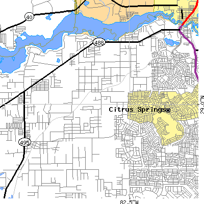 Zip code 34433 close-up map