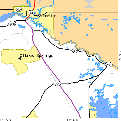 Zip code 34434 close-up map