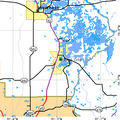 Zip code 34436 close-up map