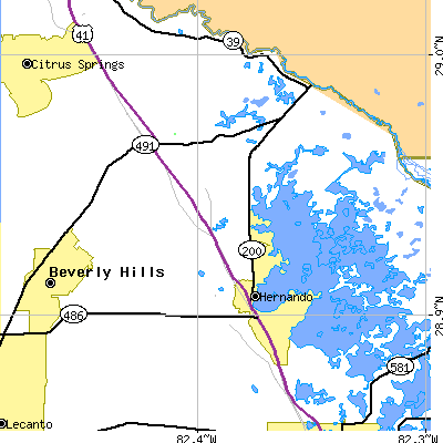 Zip code 34442 close-up map
