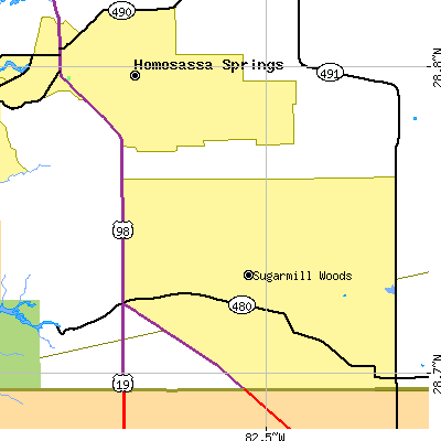 Zip code 34446 close-up map