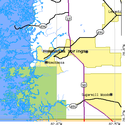 Zip code 34448 close-up map