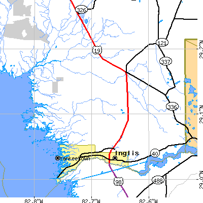 Zip code 34449 close-up map