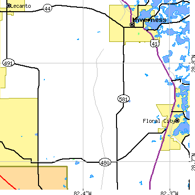 Zip code 34452 close-up map