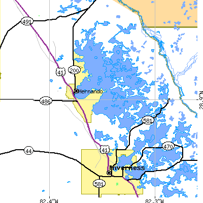 Zip code 34453 close-up map