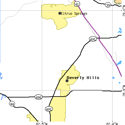 Zip code 34465 close-up map