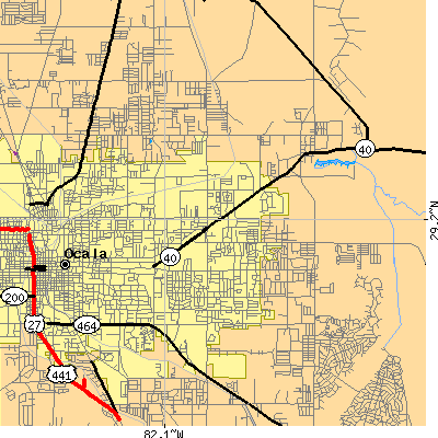Zip code 34470 close-up map