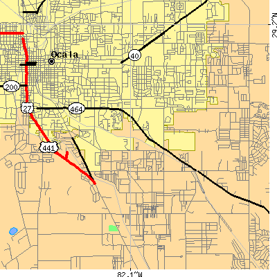 Zip code 34471 close-up map