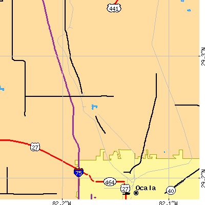 Zip code 34475 close-up map