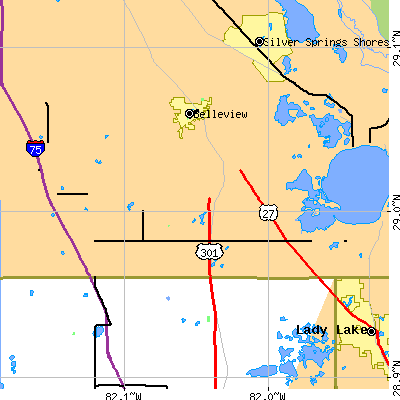 Zip code 34491 close-up map