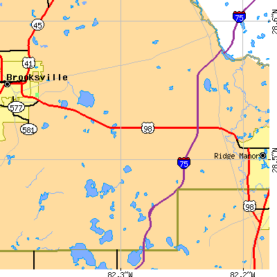 Zip code 34602 close-up map