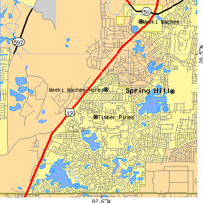 Zip code 34606 close-up map