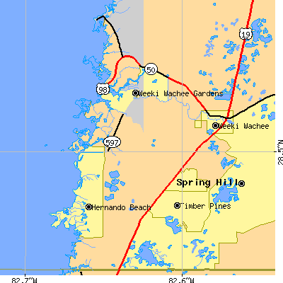 Zip code 34607 close-up map