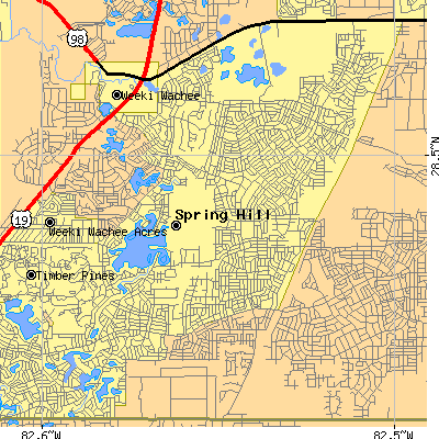 Zip code 34608 close-up map