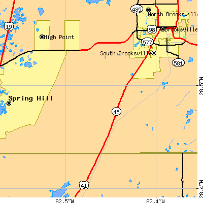 Zip code 34609 close-up map