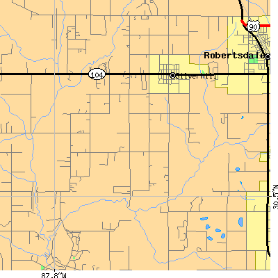 Zip code 36576 close-up map